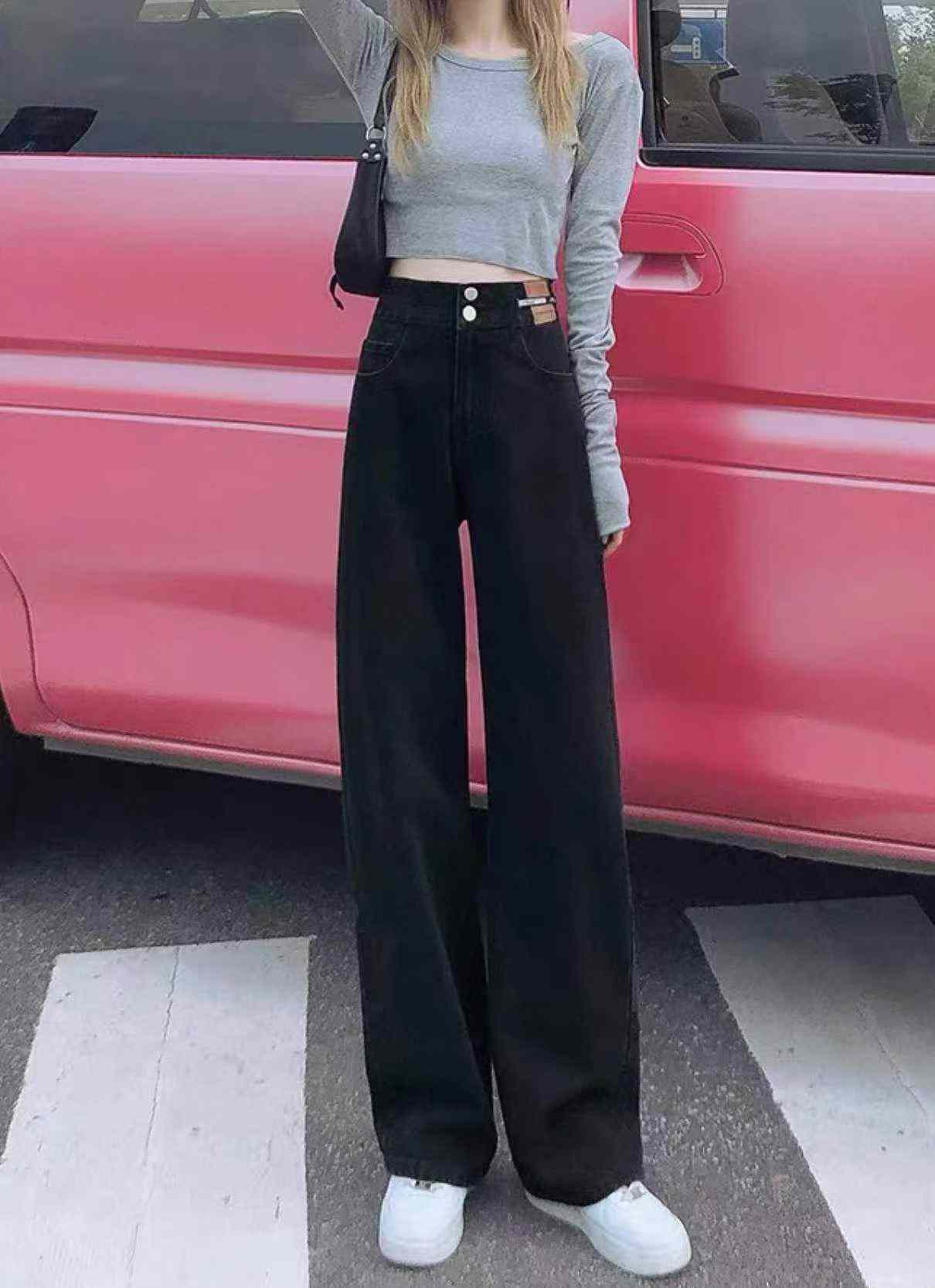 210 Pieces XS-S Size Spring Summer Vintage High Waist Wide Leg Jeans - Image 9