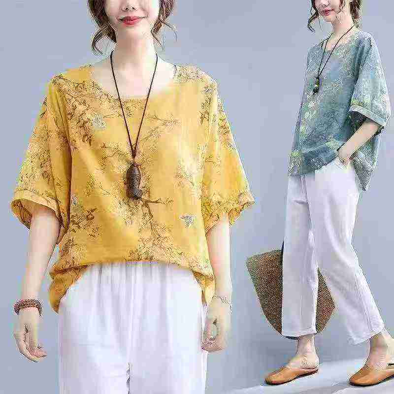 Summer Loose Plus Size Floral Blouse For Women, Total 1549 Pieces - Image 4