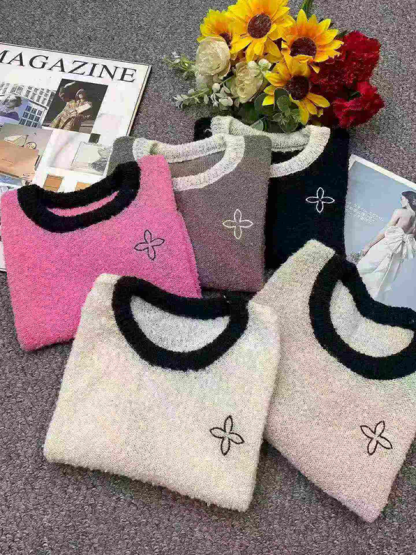 Summer New Colorblock Sweet Spicy Bow Embroidery Elastic Slim Knit Short Sleeve T-shirt, 1490 Pieces - Image 9