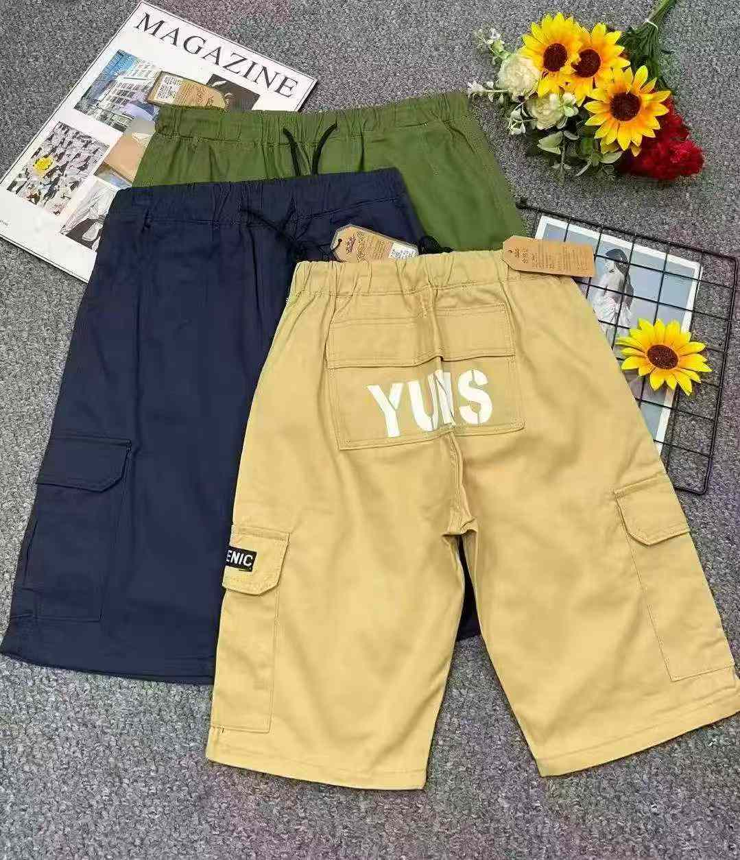 Summer Vintage Washed Cotton Multi-pocket Cargo Casual Shorts 170pcs - Image 2