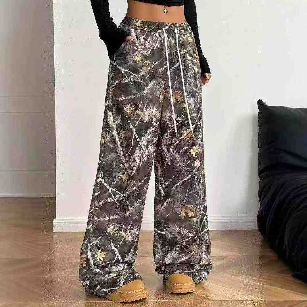 133 Pcs American Retro Branch Camo Print Loose Casual Pants - Image 2