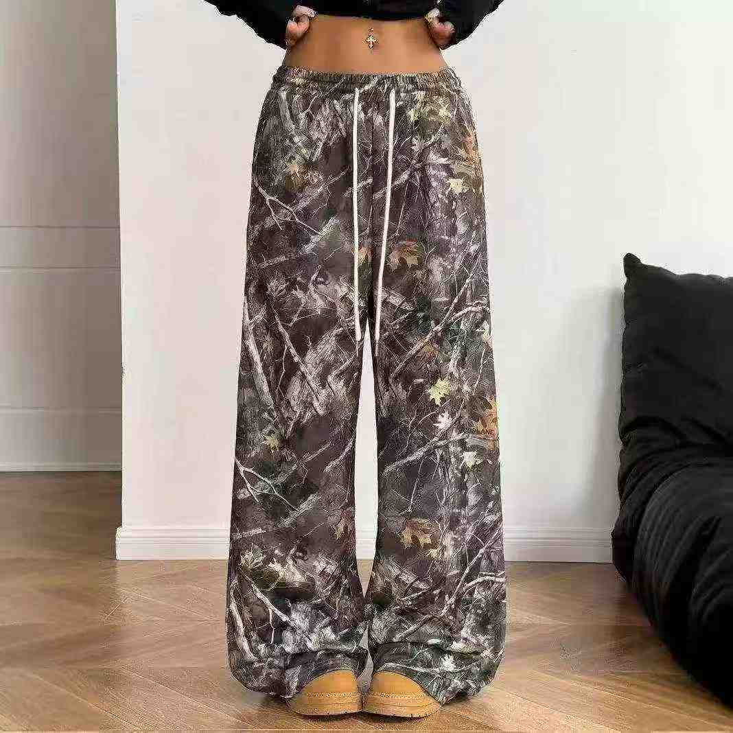 133 Pcs American Retro Branch Camo Print Loose Casual Pants - Image 4
