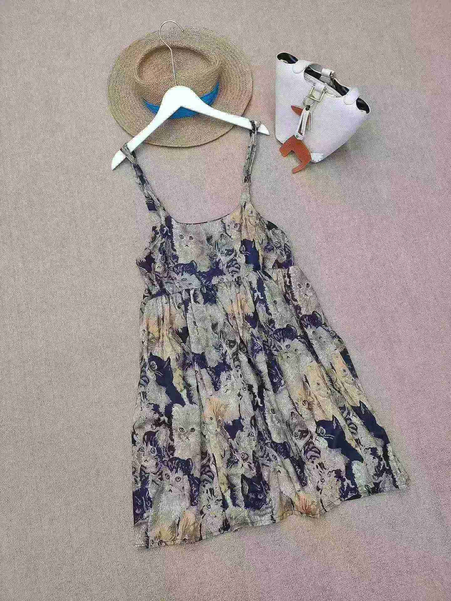 250 Pcs Cat Print Petite Adjustable Strap Slip Dress - Image 3