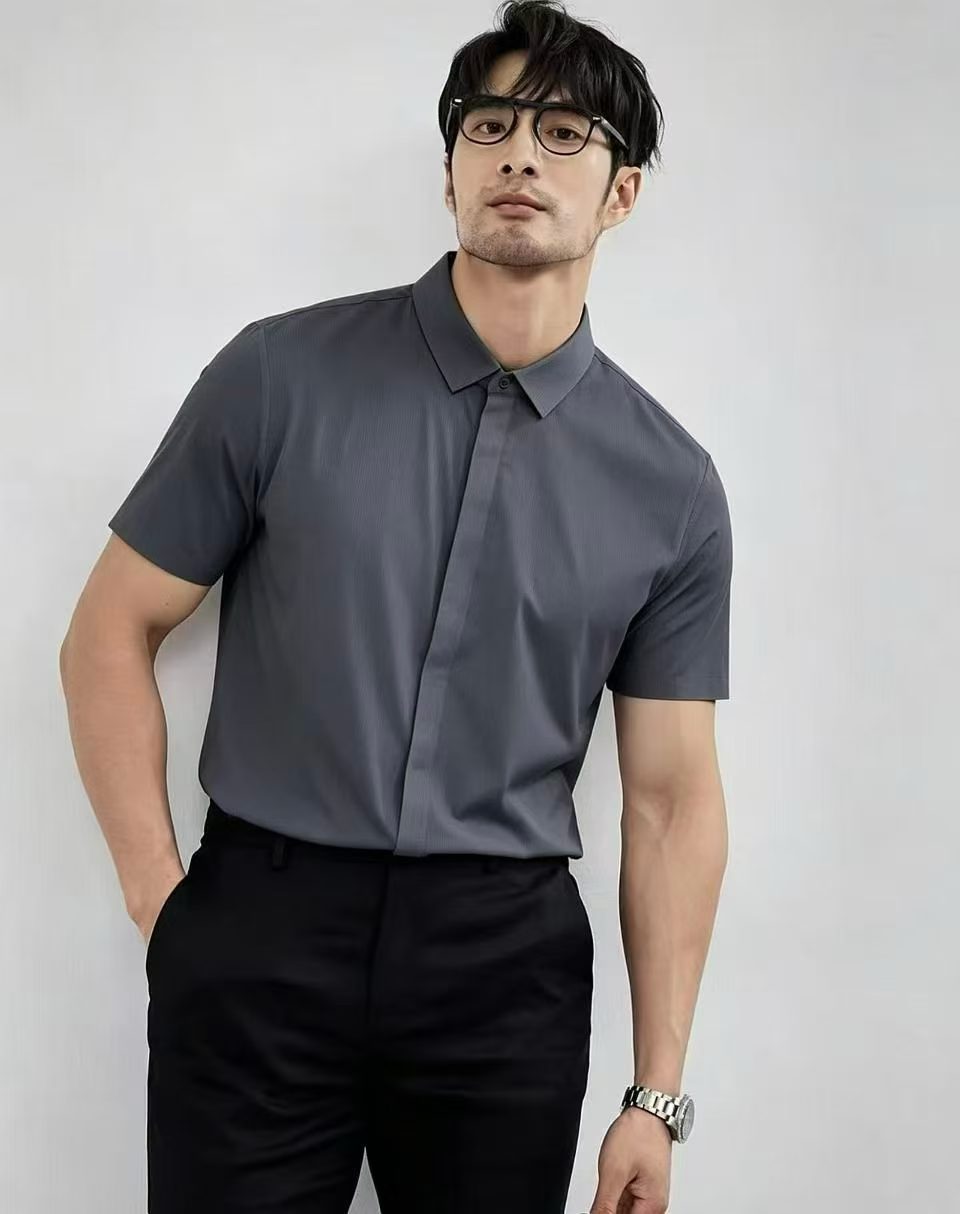 Men's High Stretch Ice Silk Short Sleeve Shirts, 444 Pcs With Individual Packaging - Image 6
