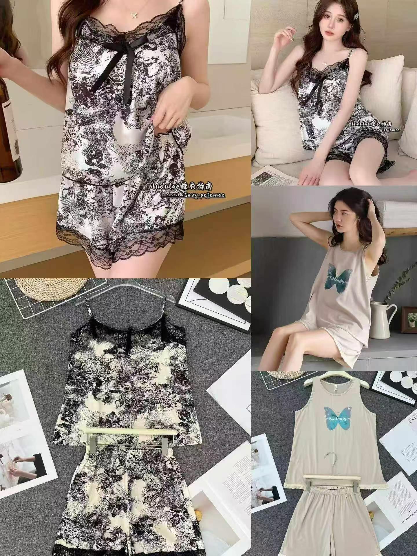 5933 Pieces Women's Summer 2-piece Cami Loungewear Pajama Set - Image 3