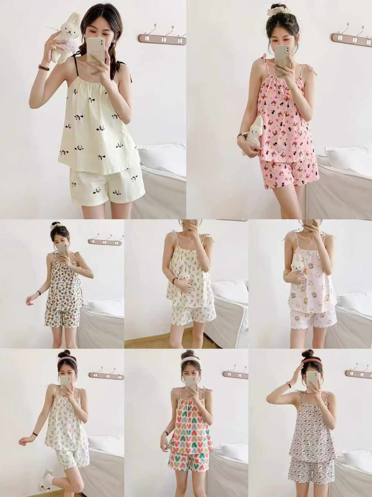5933 Pieces Women's Summer 2-piece Cami Loungewear Pajama Set - Image 4