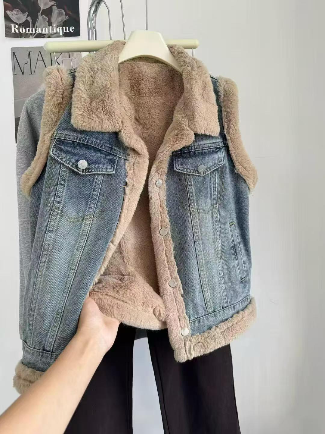 150 Pcs Fleece Lined Denim Vests Bulk Clearance - Image 3