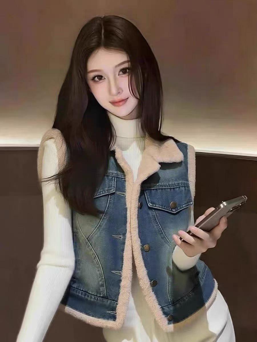 150 Pcs Fleece Lined Denim Vests Bulk Clearance - Image 5