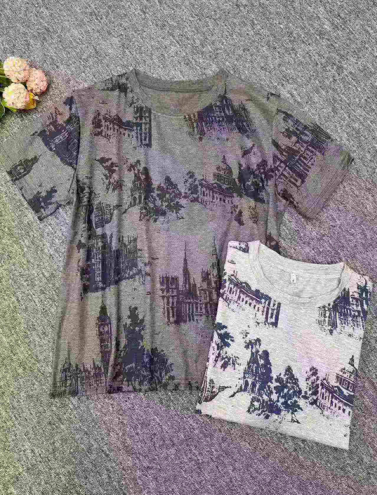 T-Shirt Kapas Cetakan Tie-Dye Vintage 491 Keping - Image 4