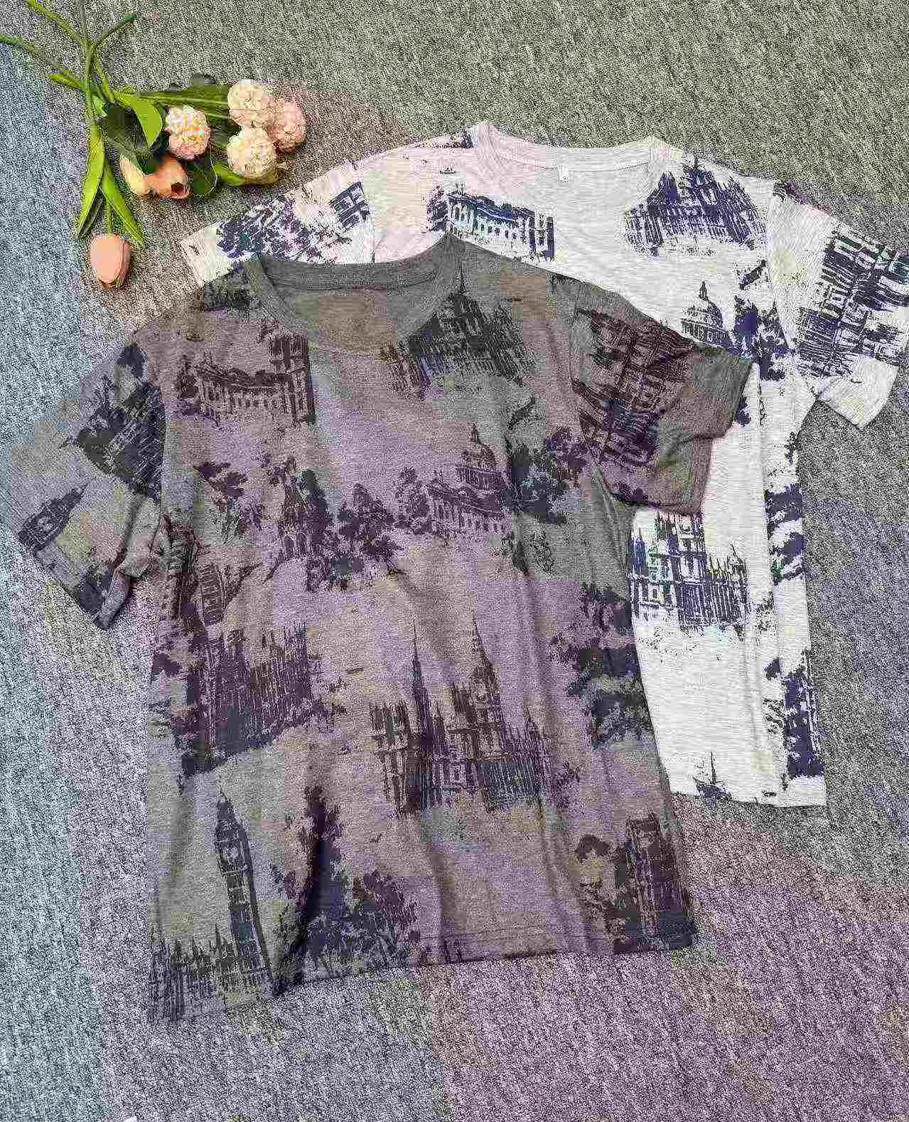 T-Shirt Kapas Cetakan Tie-Dye Vintage 491 Keping - Image 5