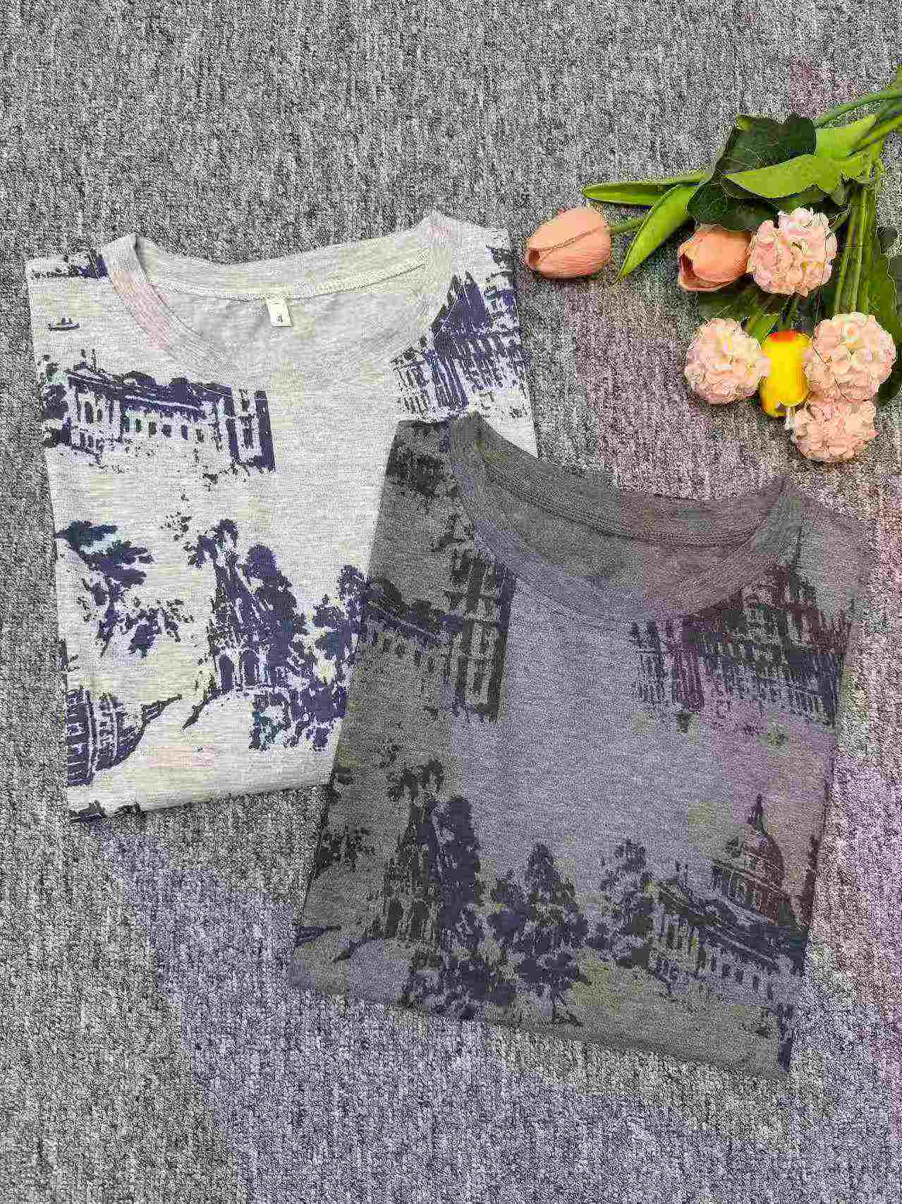 T-Shirt Kapas Cetakan Tie-Dye Vintage 491 Keping - Image 7