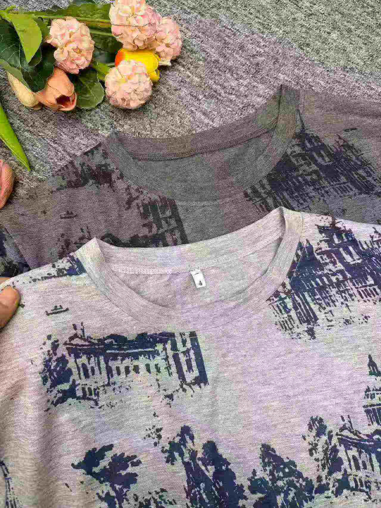 T-Shirt Kapas Cetakan Tie-Dye Vintage 491 Keping - Image 8