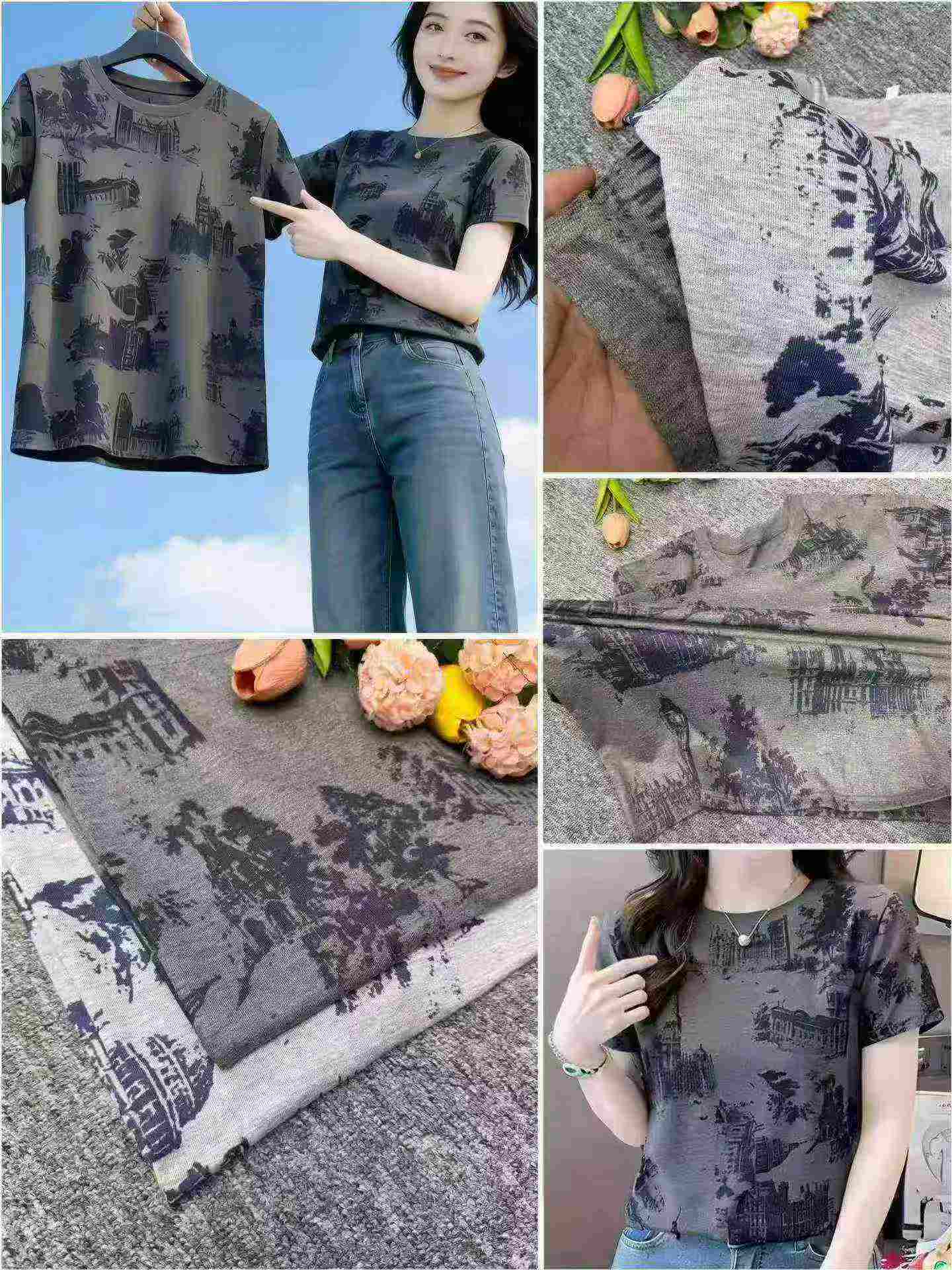 T-Shirt Kapas Cetakan Tie-Dye Vintage 491 Keping - Image 9