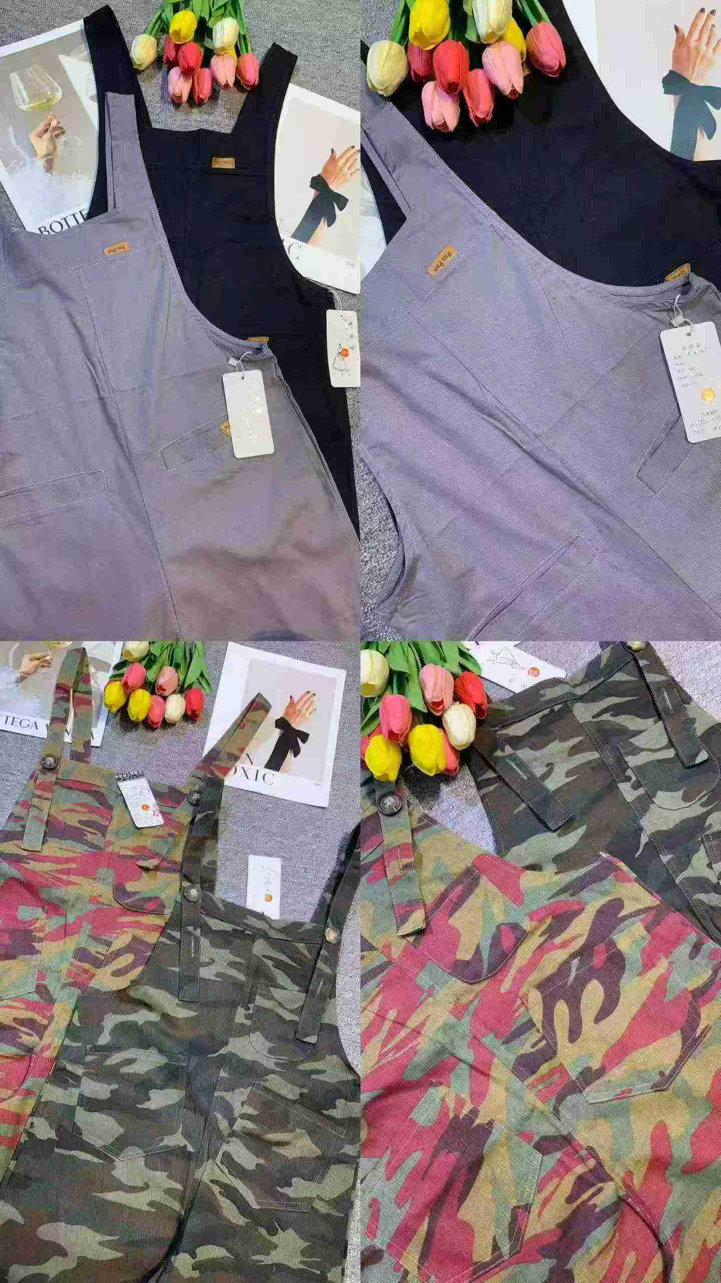 Celana Pendek Overall Longgar Banyak Saku Gaya Vintage, Sekitar 400 Buah, 2 Model, Ukuran S-XL - Image 4