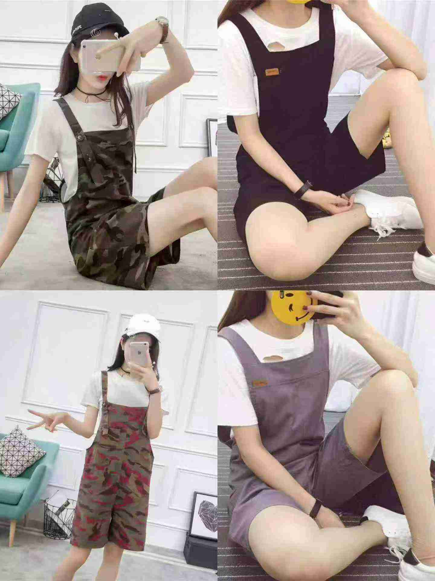Celana Pendek Overall Longgar Banyak Saku Gaya Vintage, Sekitar 400 Buah, 2 Model, Ukuran S-XL - Image 5