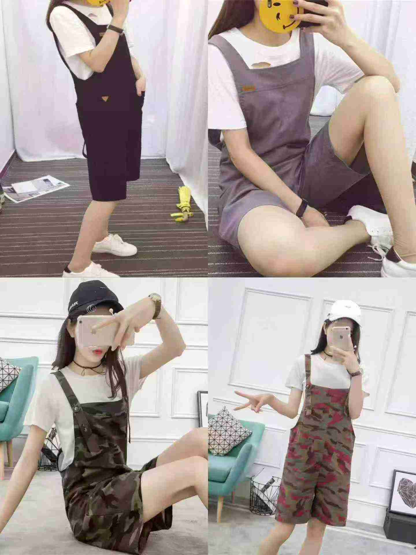 Celana Pendek Overall Longgar Banyak Saku Gaya Vintage, Sekitar 400 Buah, 2 Model, Ukuran S-XL - Image 7