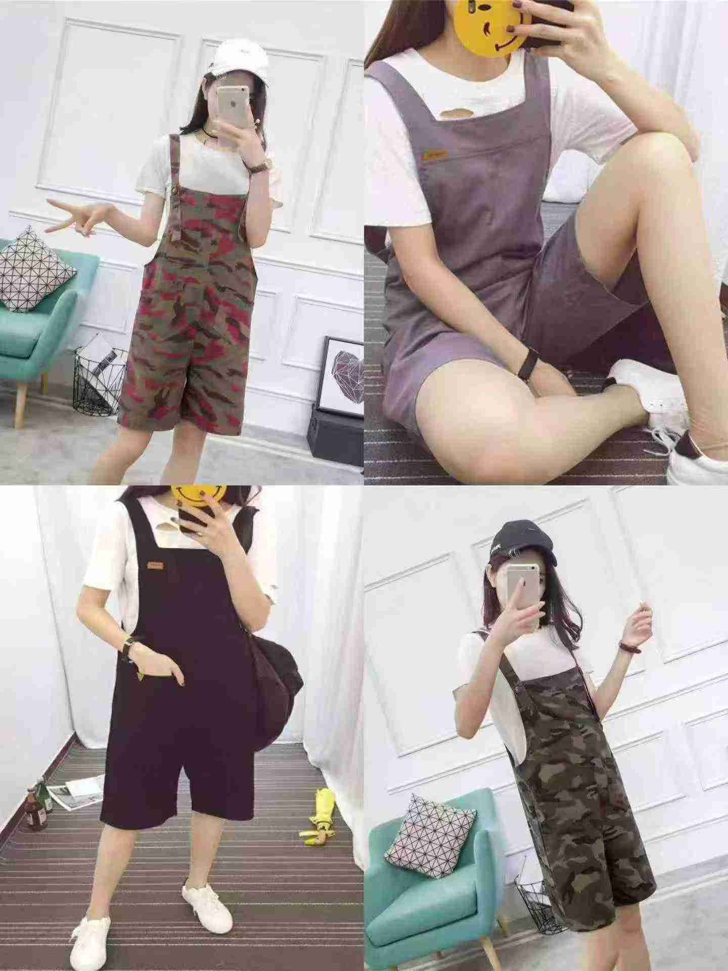 Celana Pendek Overall Longgar Banyak Saku Gaya Vintage, Sekitar 400 Buah, 2 Model, Ukuran S-XL - Image 8
