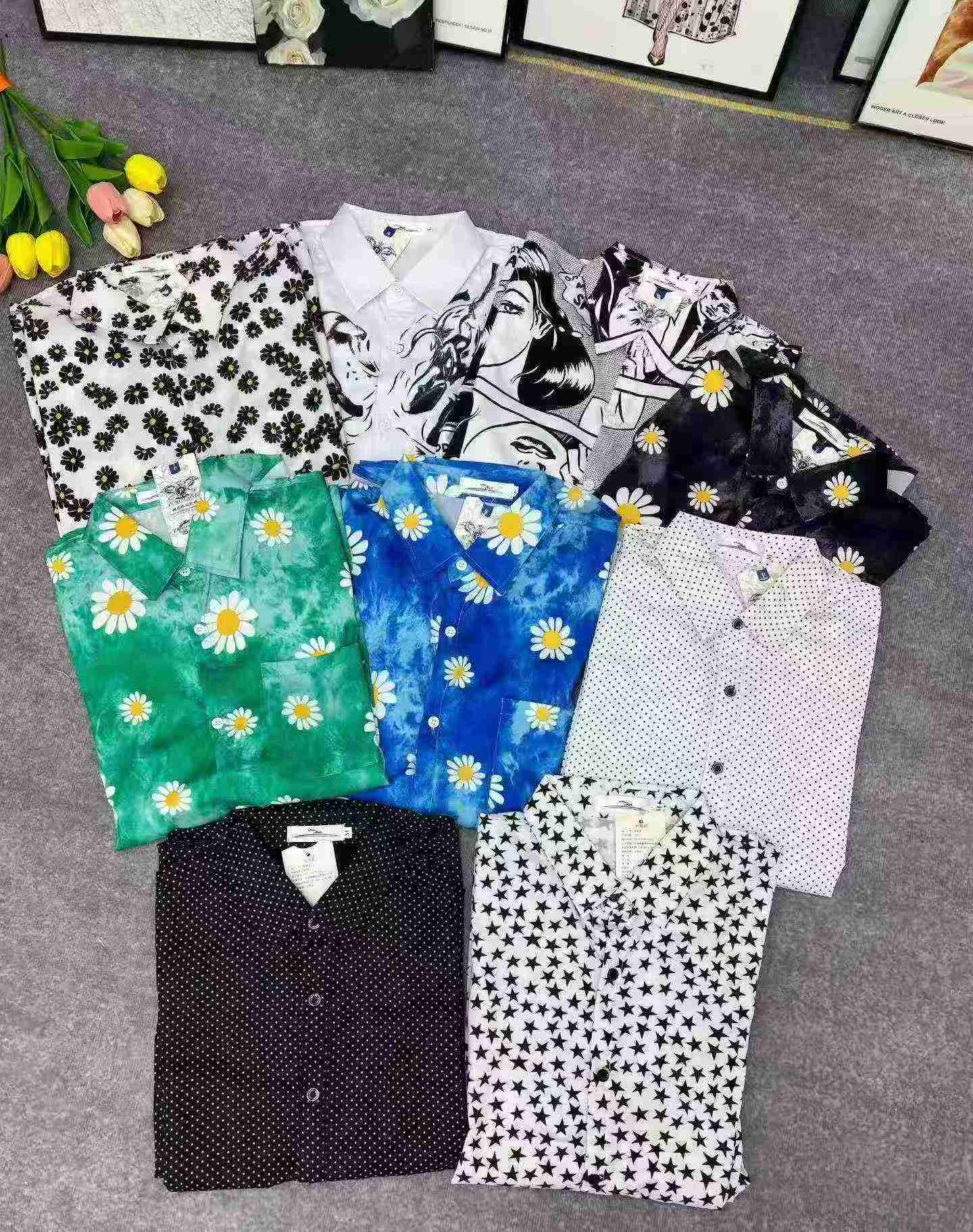 男士夏季印花薄款宽松长袖衬衫，3343件，尺码M至3XL - Image 3