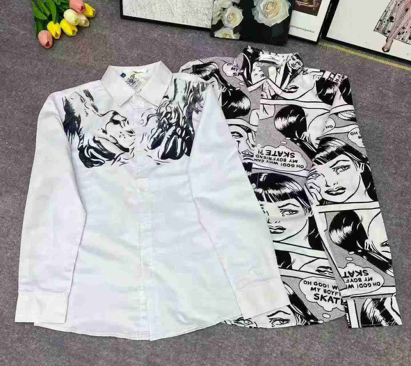 男士夏季印花薄款宽松长袖衬衫，3343件，尺码M至3XL - Image 4