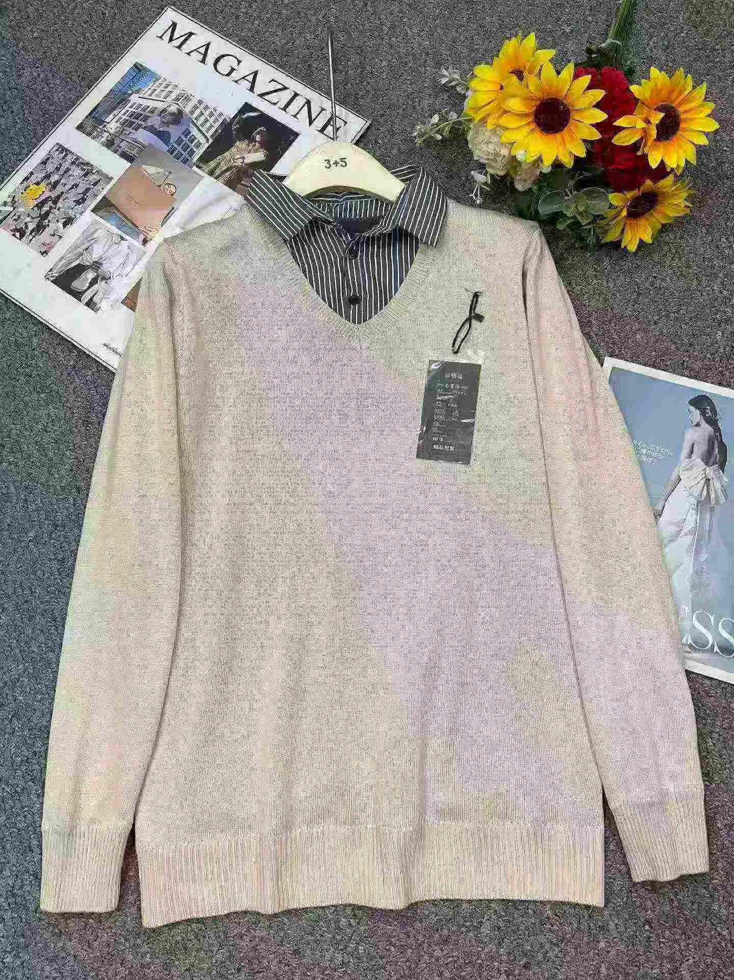Pull-over d'affaires pour homme d'hiver original de marque, de style fausse deux-pièces, épaissi en polaire, 413 pièces, avec étiquette, emballage individuel, tailles M-3XL - Image 3