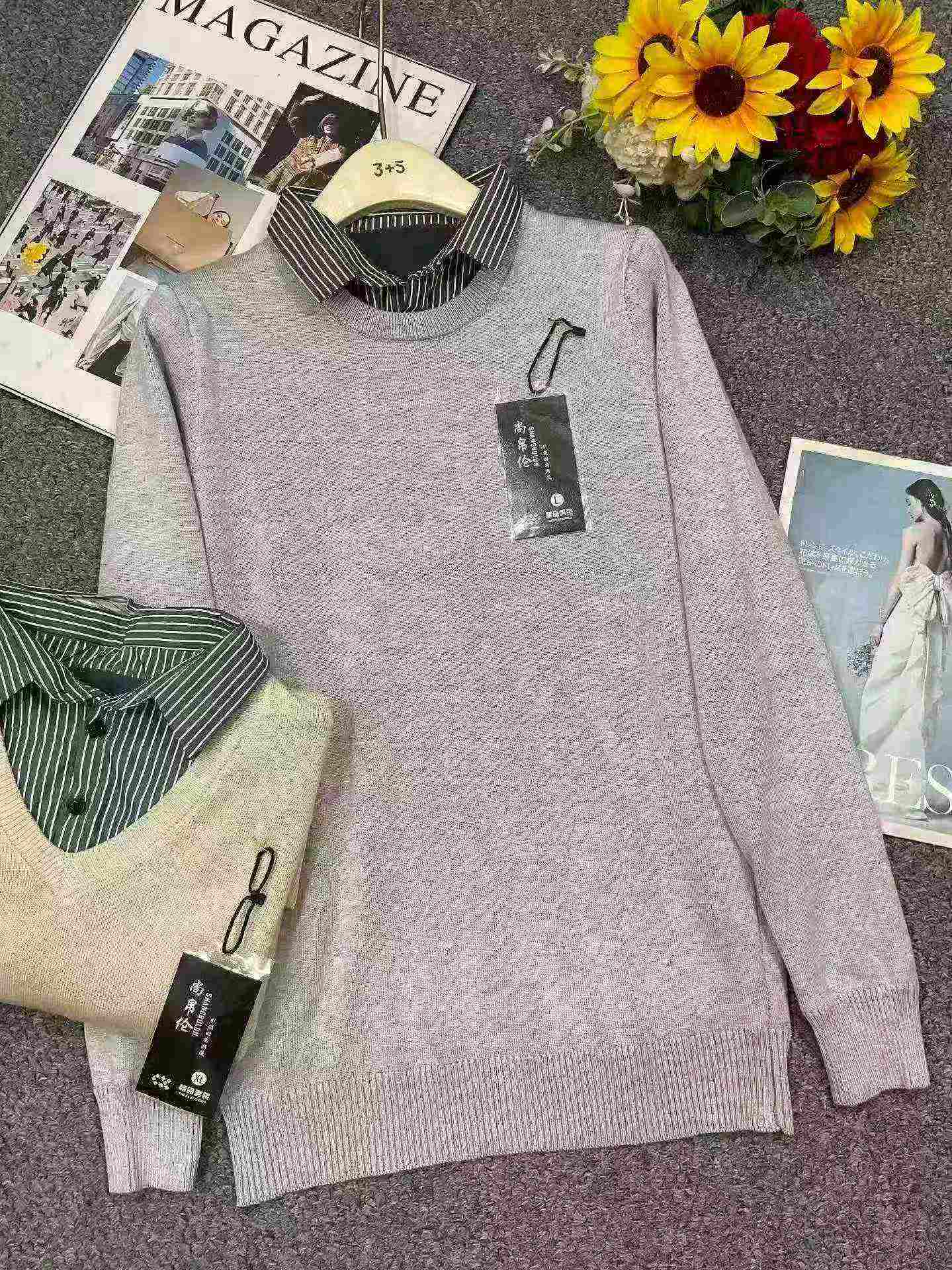 Pull-over d'affaires pour homme d'hiver original de marque, de style fausse deux-pièces, épaissi en polaire, 413 pièces, avec étiquette, emballage individuel, tailles M-3XL - Image 4