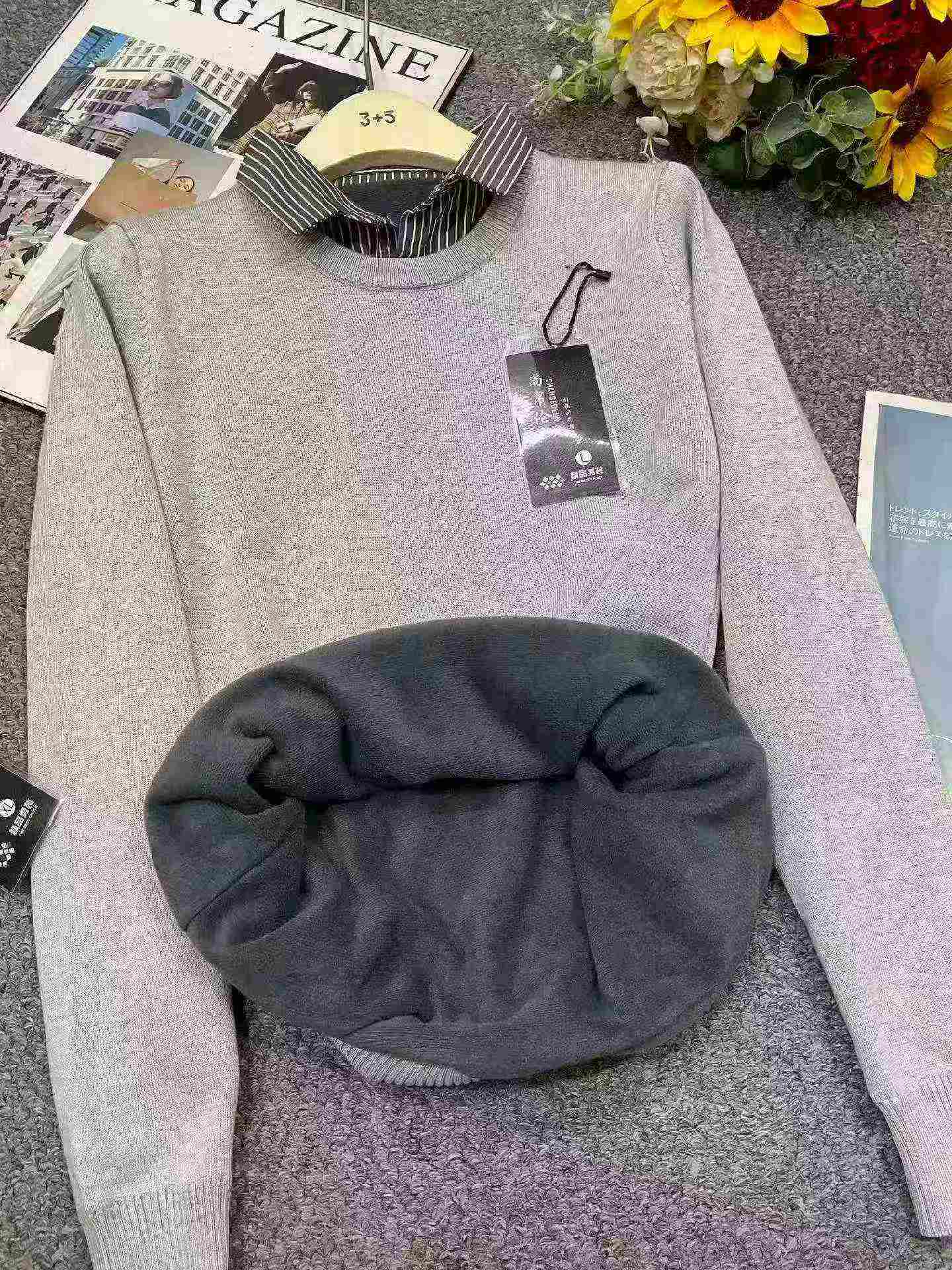 Pull-over d'affaires pour homme d'hiver original de marque, de style fausse deux-pièces, épaissi en polaire, 413 pièces, avec étiquette, emballage individuel, tailles M-3XL - Image 7