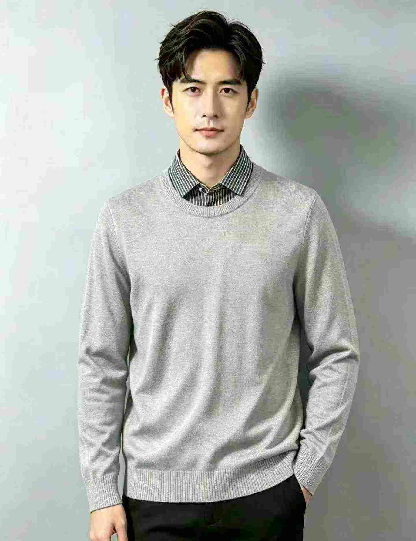 Pull-over d'affaires pour homme d'hiver original de marque, de style fausse deux-pièces, épaissi en polaire, 413 pièces, avec étiquette, emballage individuel, tailles M-3XL - Image 8