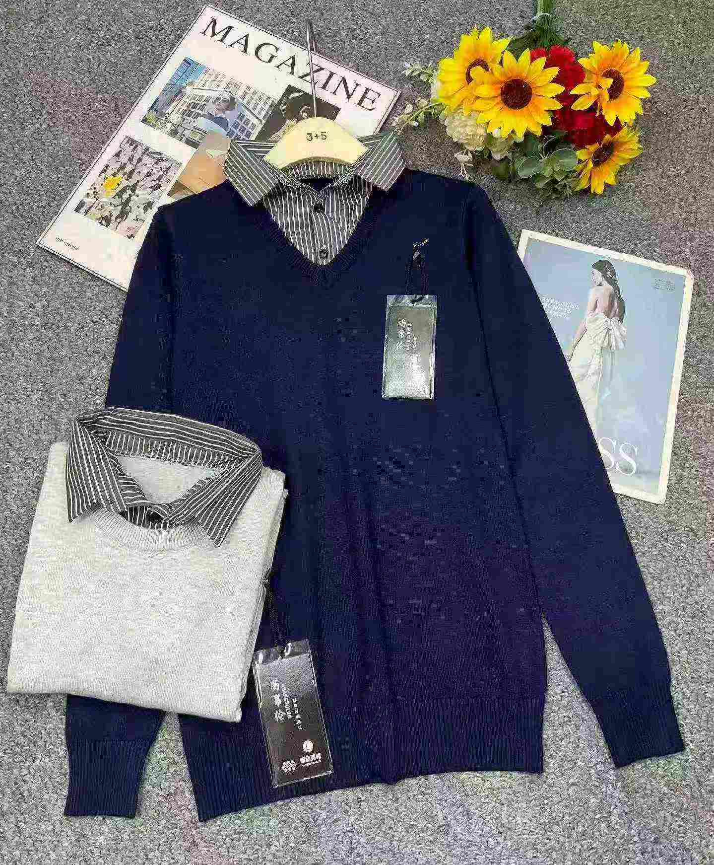New Autumn Winter Fake Two-piece Men's Business Casual Pullover Sweater, M-3XL, 695 Pieces - Image 2