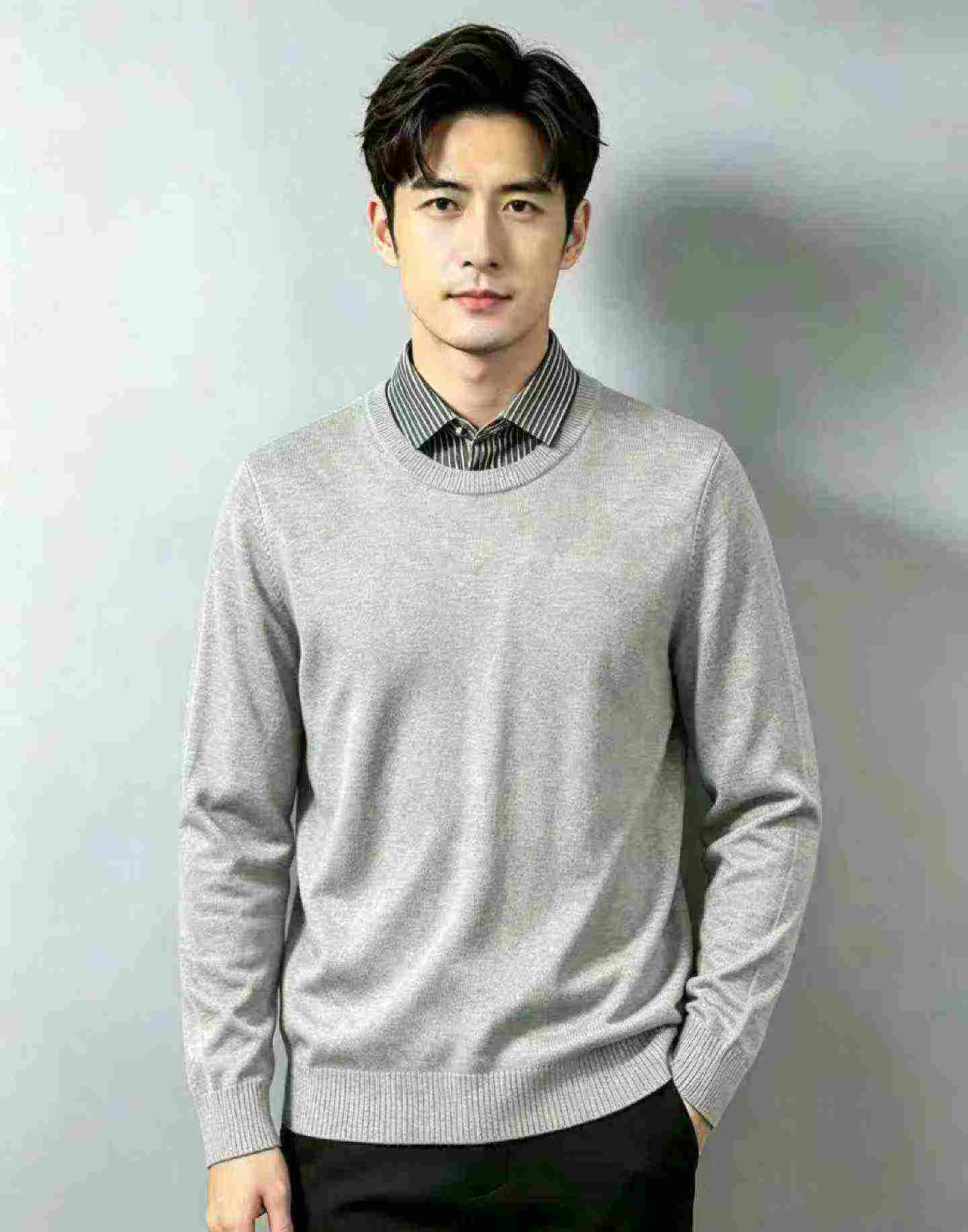 New Autumn Winter Fake Two-piece Men's Business Casual Pullover Sweater, M-3XL, 695 Pieces - Image 6