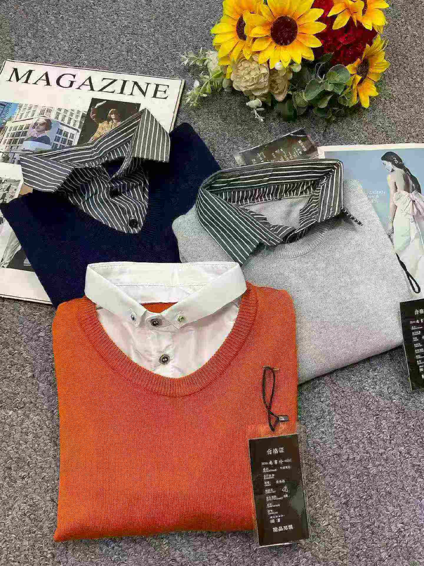 New Autumn Winter Fake Two-piece Men's Business Casual Pullover Sweater, M-3XL, 695 Pieces - Image 9