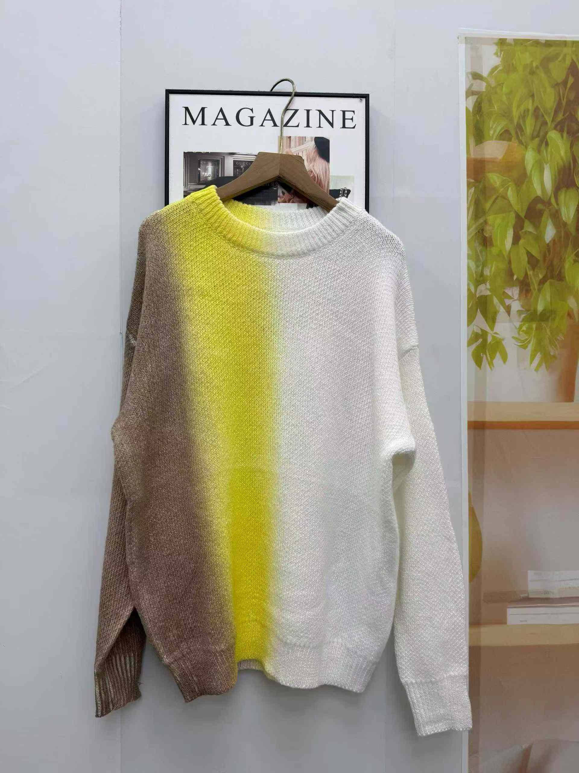 Sweater Pria Leher Bulat Longgar Tie-Dye Gradasi, 723 Potong - Image 4