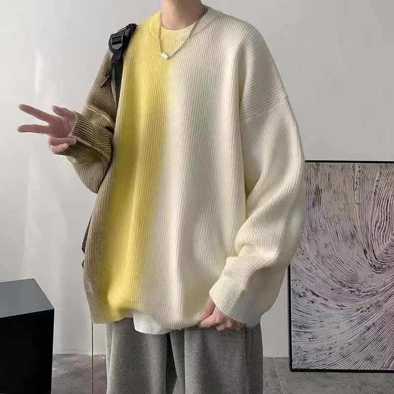 Sweater Pria Leher Bulat Longgar Tie-Dye Gradasi, 723 Potong - Image 5