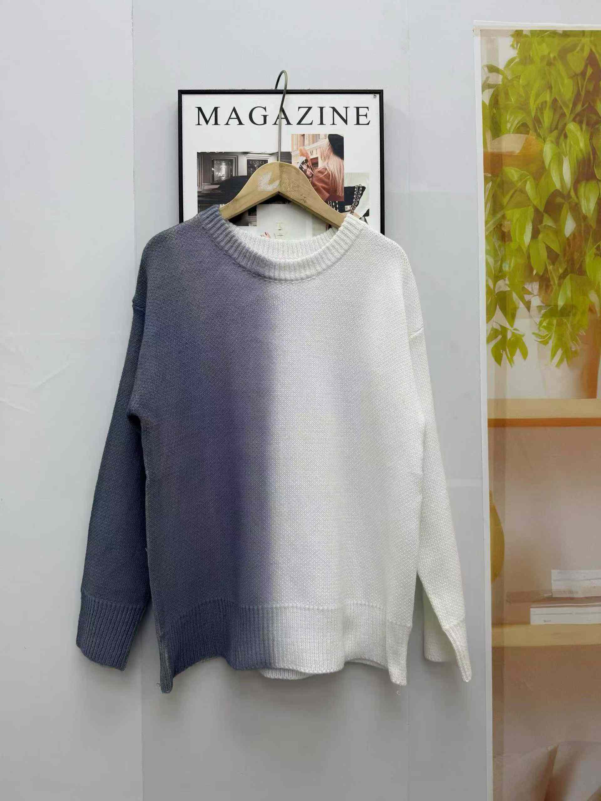 Sweater Pria Leher Bulat Longgar Tie-Dye Gradasi, 723 Potong - Image 6