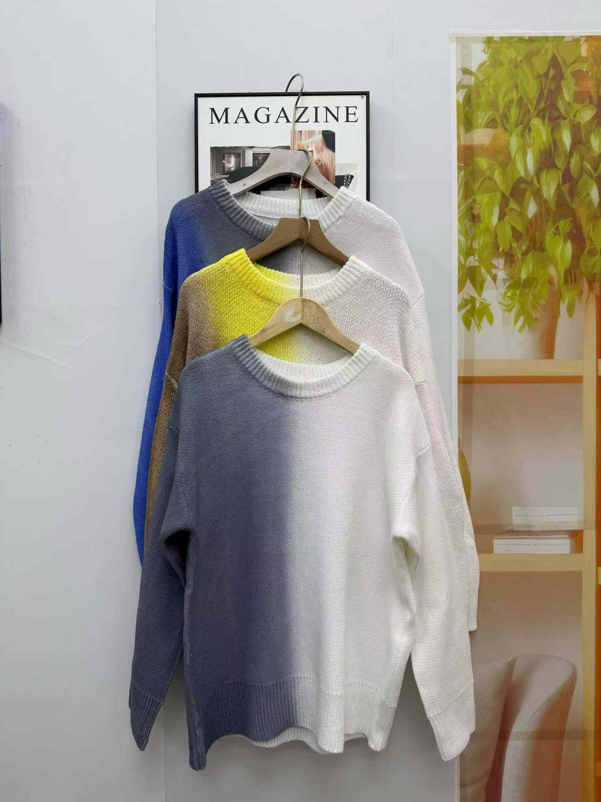 Sweater Pria Leher Bulat Longgar Tie-Dye Gradasi, 723 Potong - Image 8