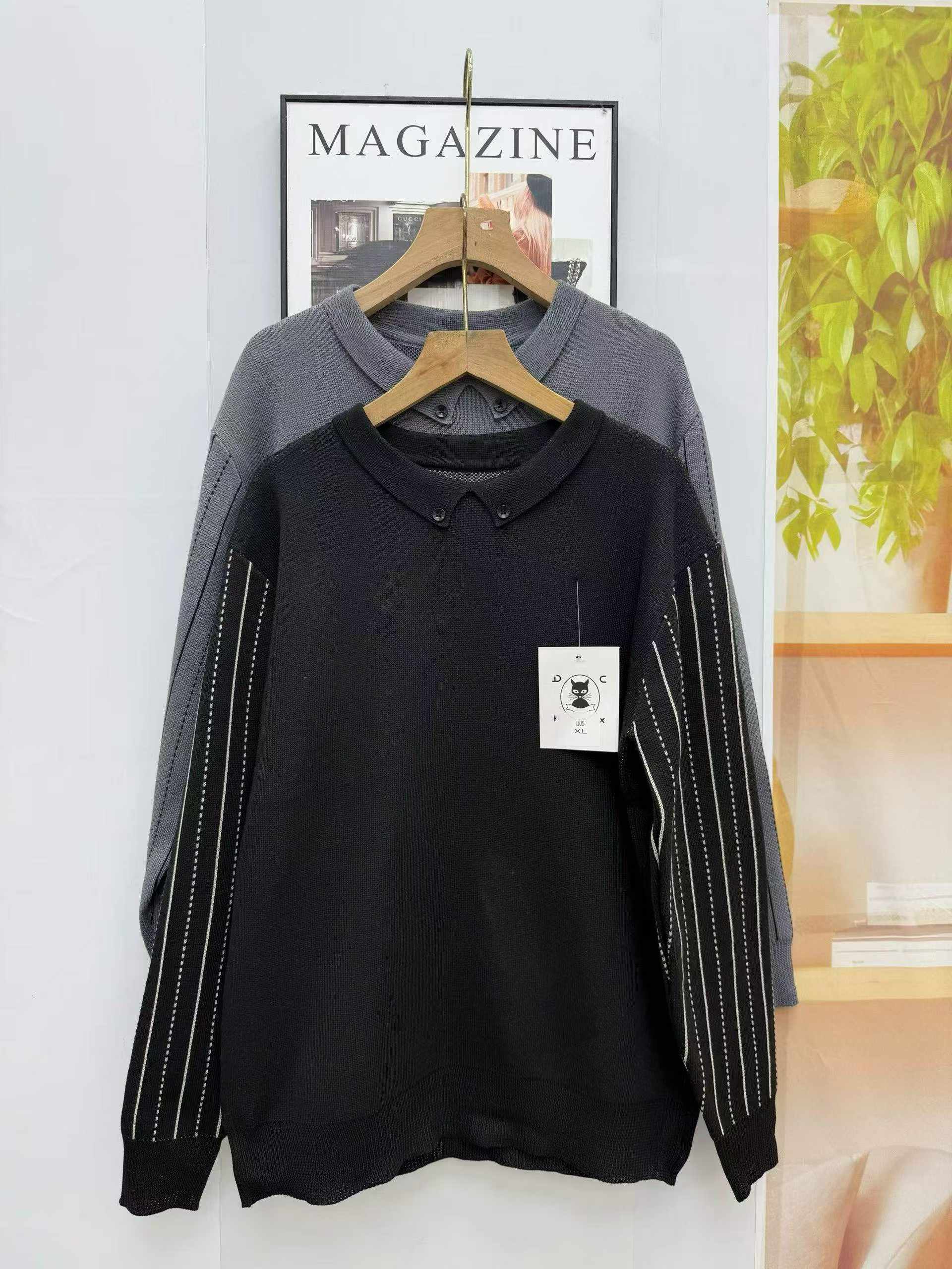 Nouveau Pull Tricoté Homme Rayé Faux 2-en-1 à Manches Longues, Col Polo, Tailles M-2XL, 310 Pièces - Image 8