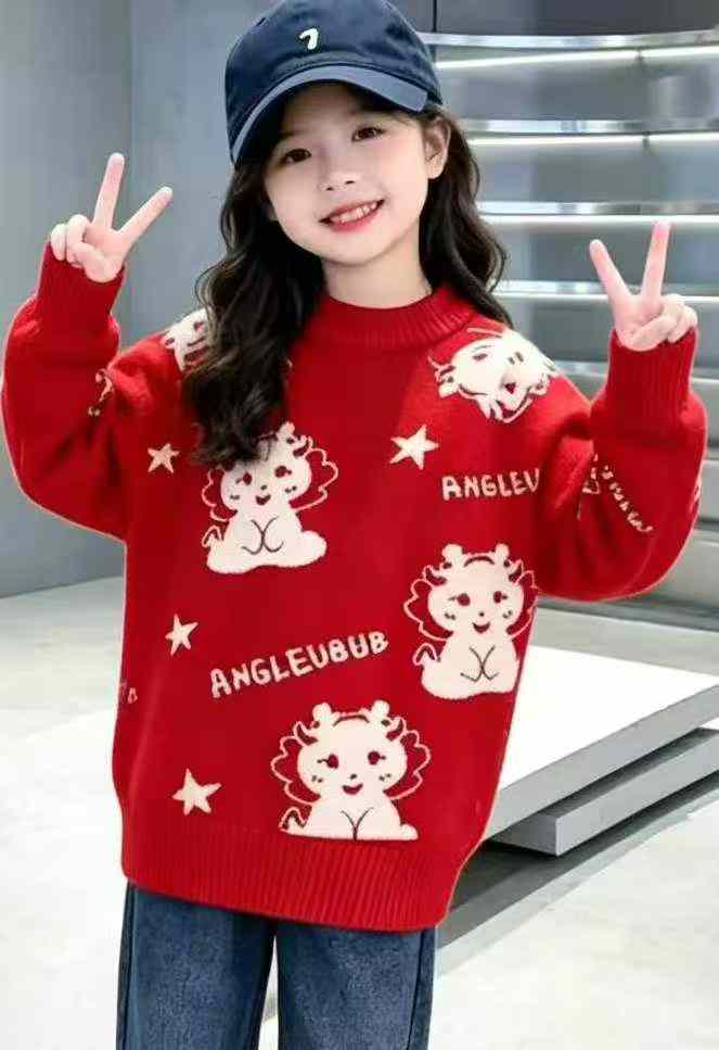 New Autumn Winter Boys Girls Kids Cartoon Jacquard Core Spun Yarn Pullover Sweater, 1680 Pieces - Image 3