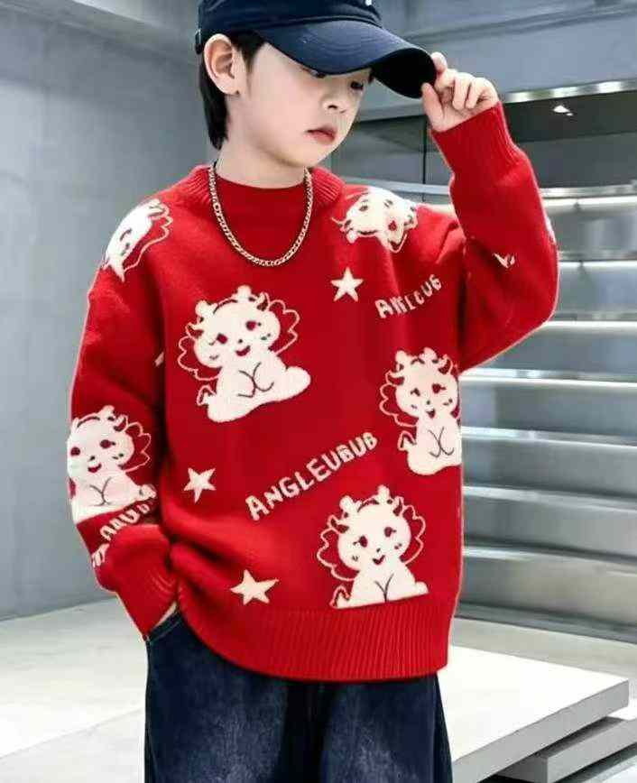 New Autumn Winter Boys Girls Kids Cartoon Jacquard Core Spun Yarn Pullover Sweater, 1680 Pieces - Image 4