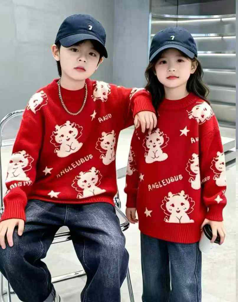 New Autumn Winter Boys Girls Kids Cartoon Jacquard Core Spun Yarn Pullover Sweater, 1680 Pieces - Image 5