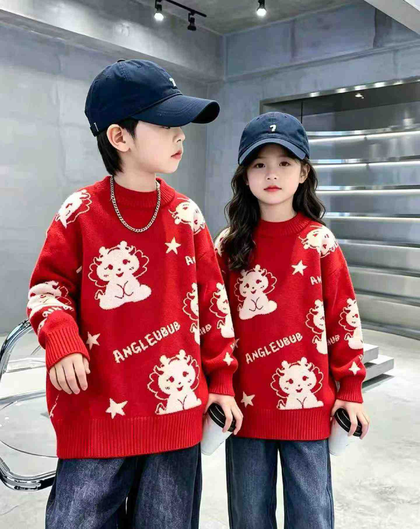 New Autumn Winter Boys Girls Kids Cartoon Jacquard Core Spun Yarn Pullover Sweater, 1680 Pieces - Image 6