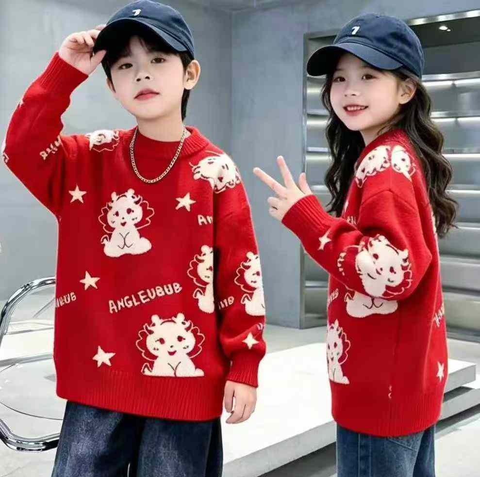 New Autumn Winter Boys Girls Kids Cartoon Jacquard Core Spun Yarn Pullover Sweater, 1680 Pieces - Image 7