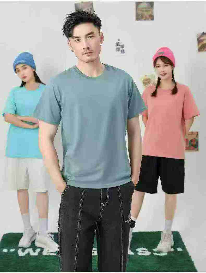 T-shirt Uniseks Lengan Pendek Polos Kapas Tulen Berkualiti Tinggi, Kira-kira 320 Helai - Image 2