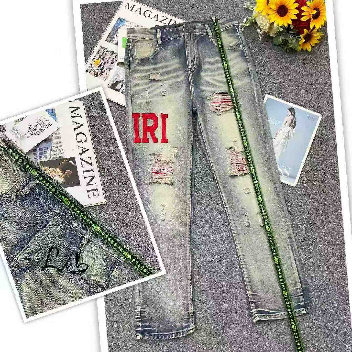 Jeans rétro brodés à effet usé pour hommes, printemps-été, 330 pièces - Image 8