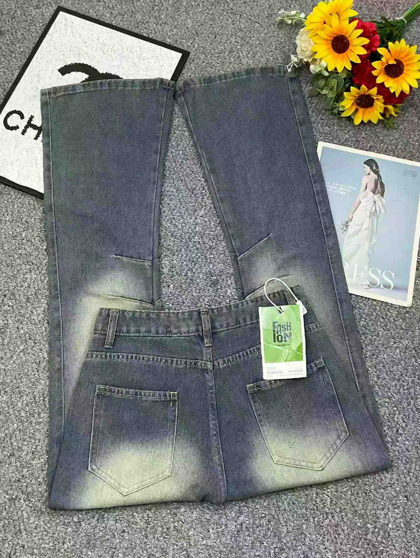 Spring Summer New American Retro Washed Cotton Loose Micro-flare Curved Jeans 303 Pieces S-2XL - Image 4