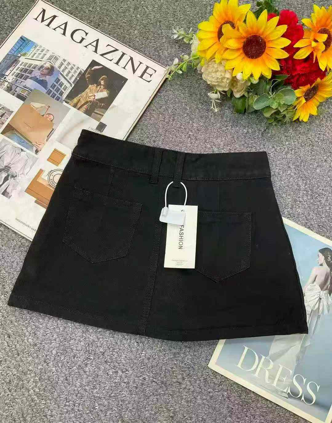 Nouvelle mini-jupe tendance d'été en denim de coton lavé, 330 pièces - Image 3