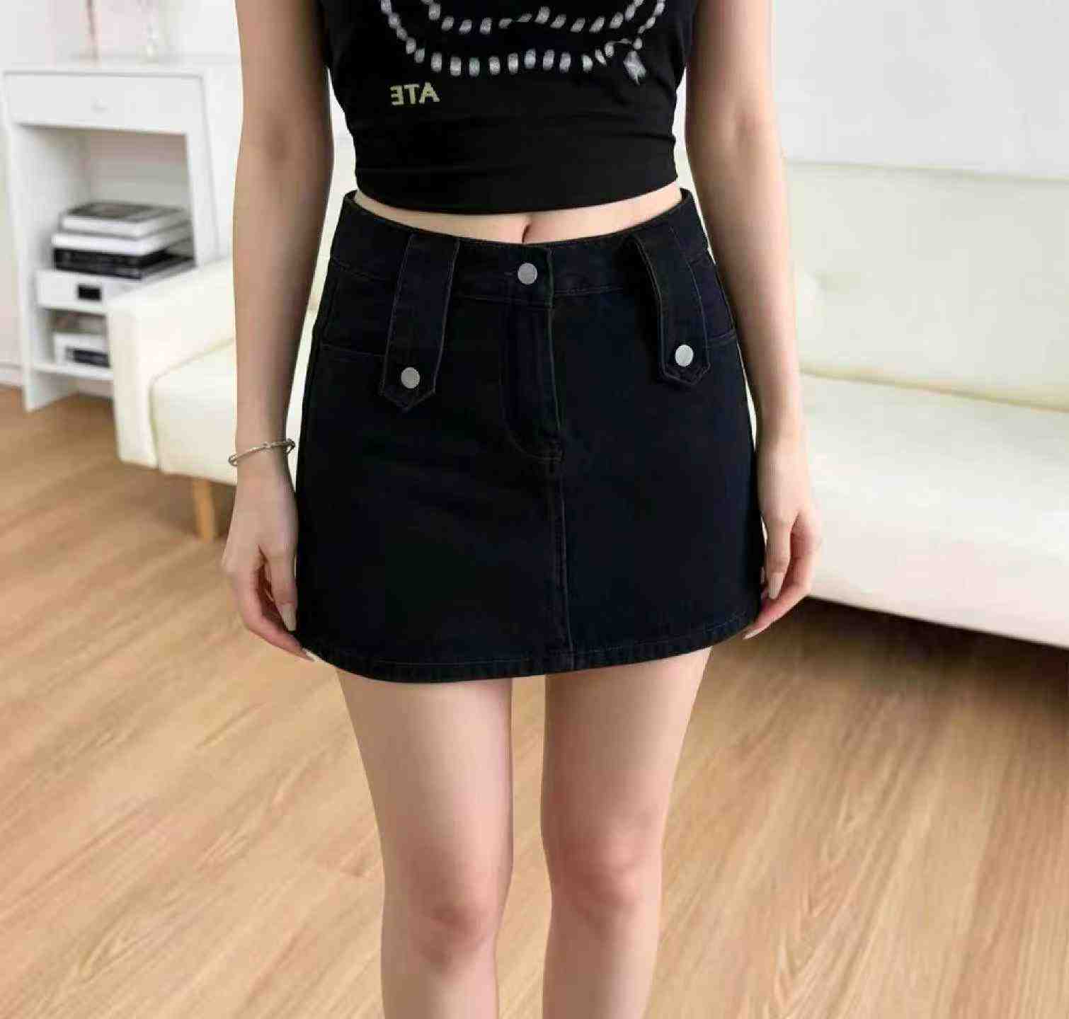 Nouvelle mini-jupe tendance d'été en denim de coton lavé, 330 pièces - Image 7