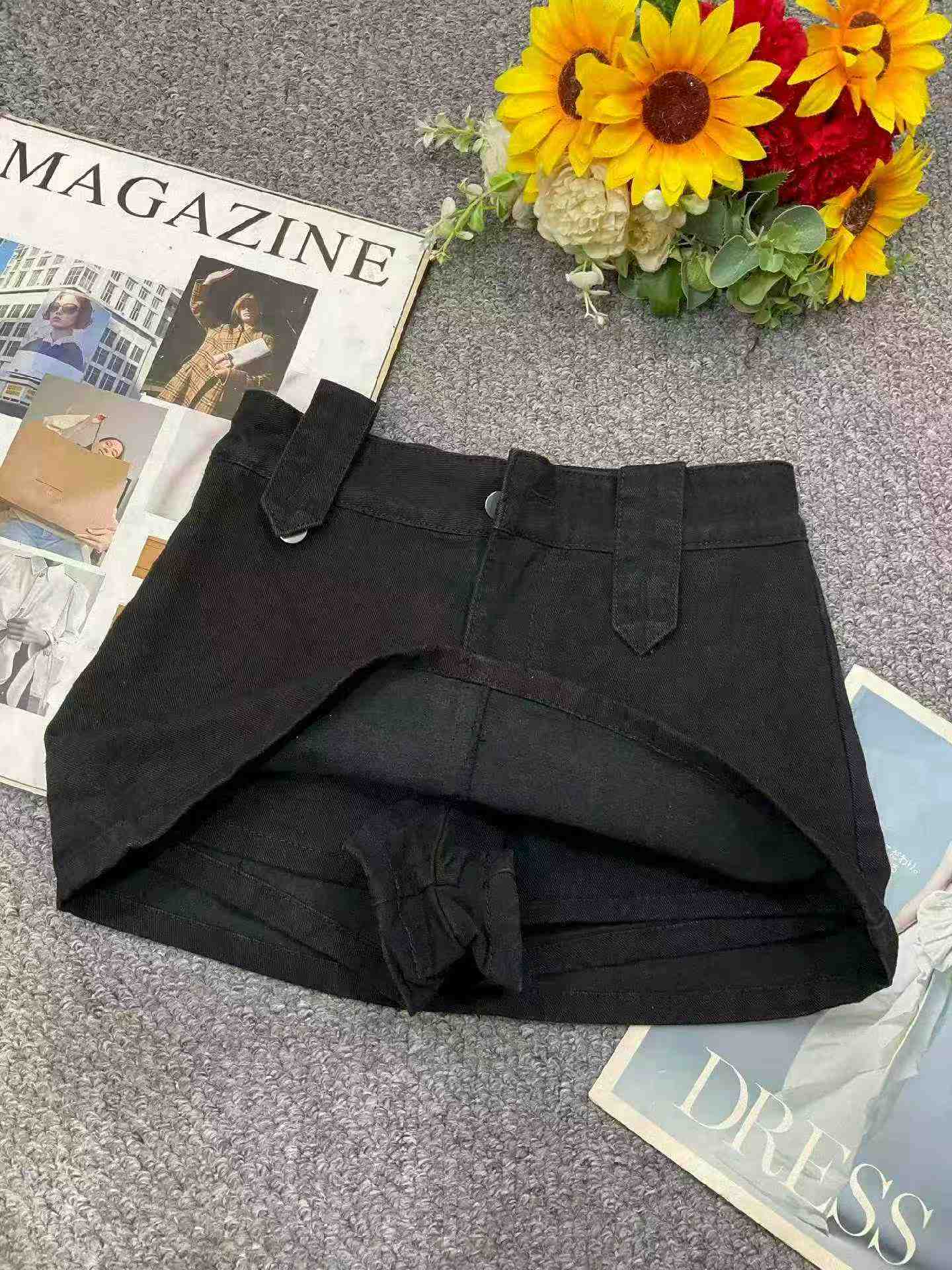 Nouvelle mini-jupe tendance d'été en denim de coton lavé, 330 pièces - Image 9
