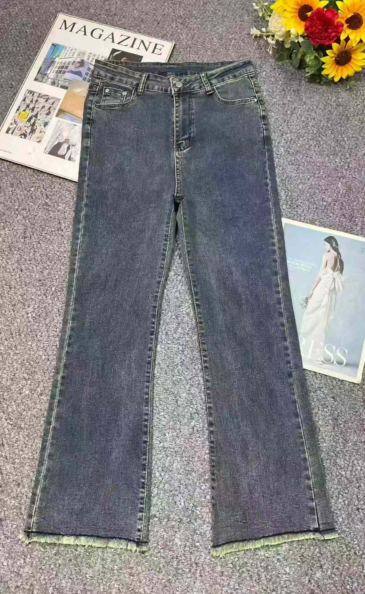 春夏新款高弹力复古水洗棉牛仔烟管裤，约650件，S-4XL码，独立包装带吊牌 - Image 2