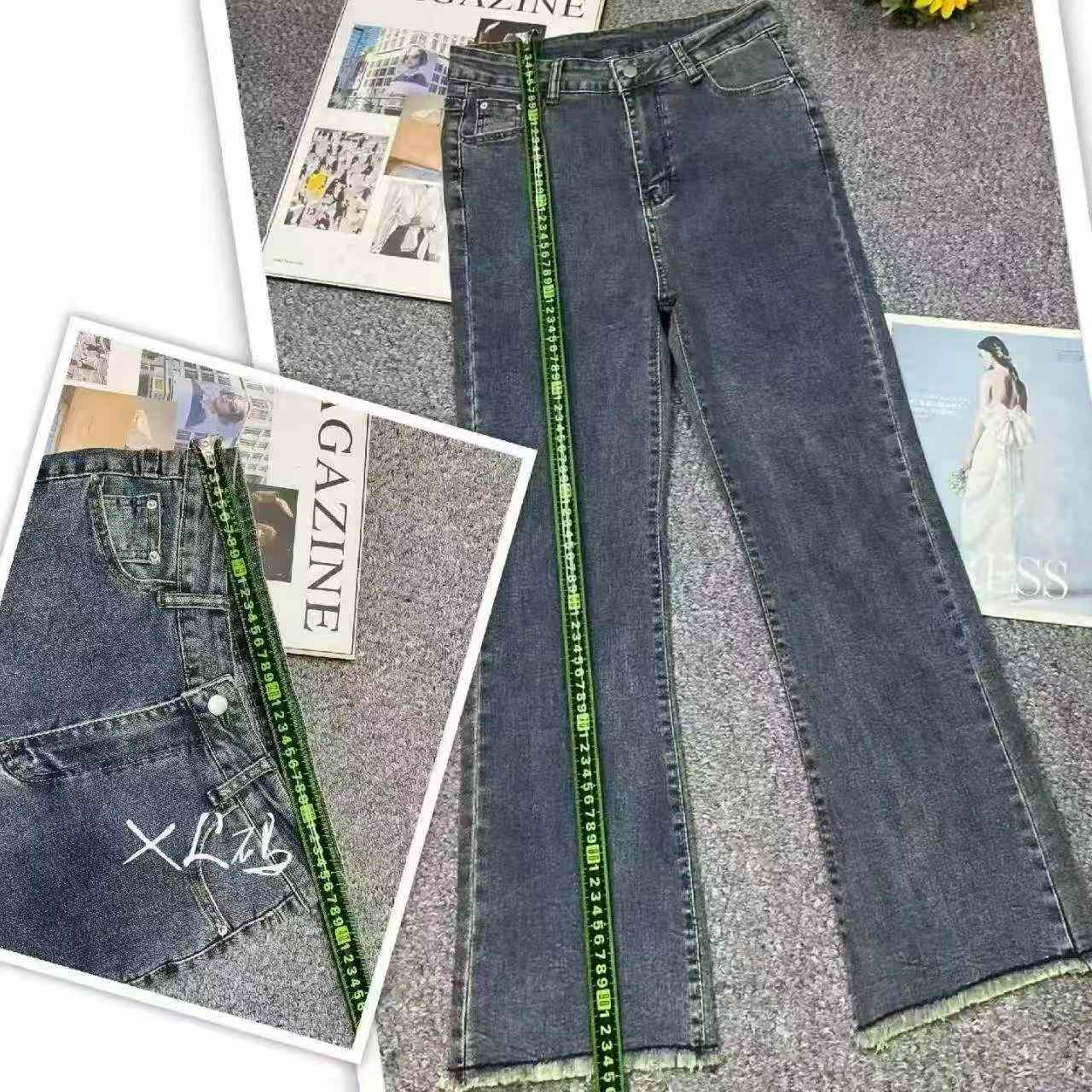 春夏新款高弹力复古水洗棉牛仔烟管裤，约650件，S-4XL码，独立包装带吊牌 - Image 3
