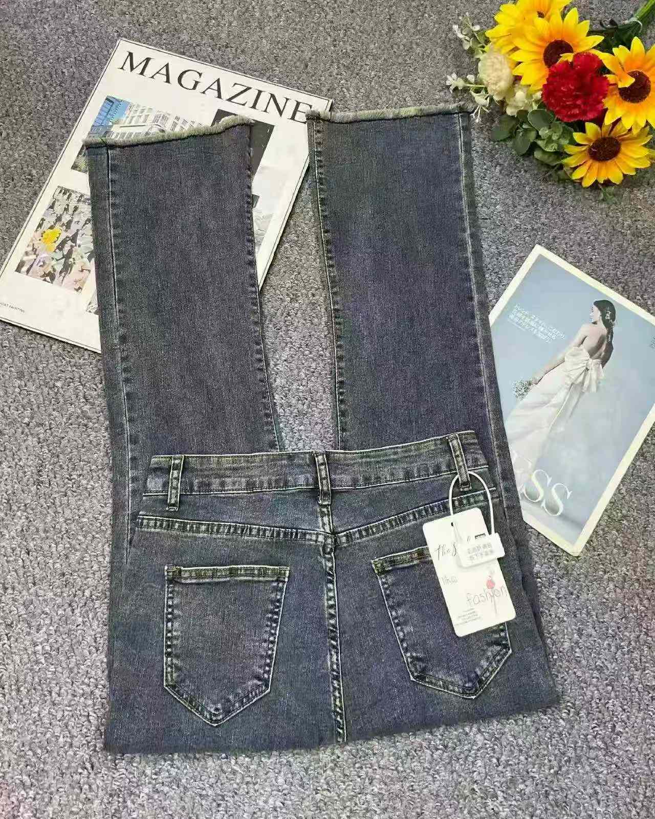 春夏新款高弹力复古水洗棉牛仔烟管裤，约650件，S-4XL码，独立包装带吊牌 - Image 4