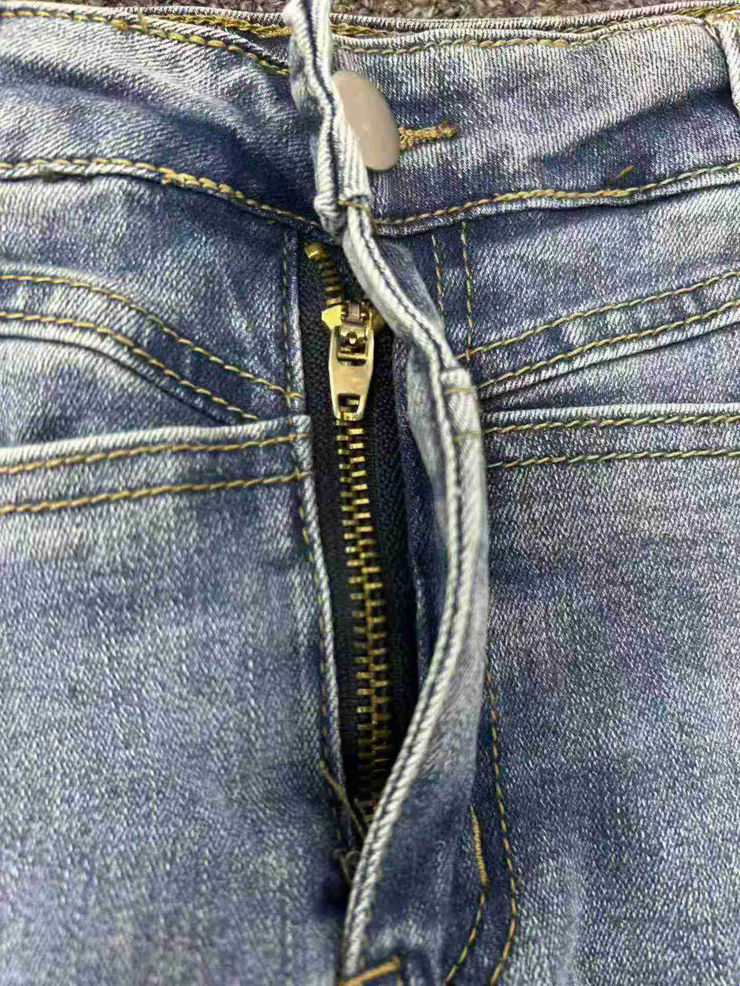 325 pièces de jupes en jean coupe A rétro slim à taille haute à haute élasticité - Image 8